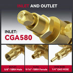 Regulador de Argônio com manômetro para soldagem a Gás CGA580