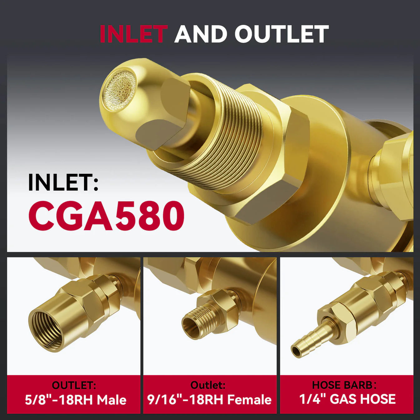 Regulador de Argônio com manômetro para soldagem a Gás CGA580